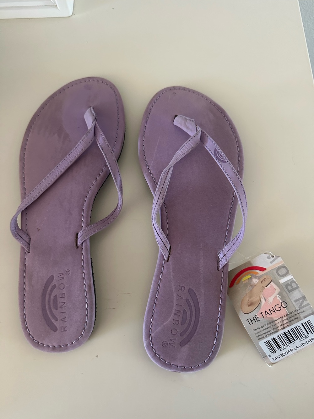 New Rainbow Tango Leather Flip Flops Lavender